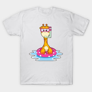 Giraffe at Swimming with Snorkel T-Shirt